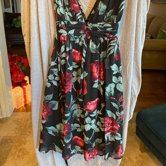 Lulus Floral Black High-Low Wrap Maxi Dress Sz XS brw - Picture 7 of 9